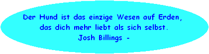 Der Hund ist das einzige Wesen auf Erden, 
das dich mehr liebt als sich selbst.
Josh Billings -