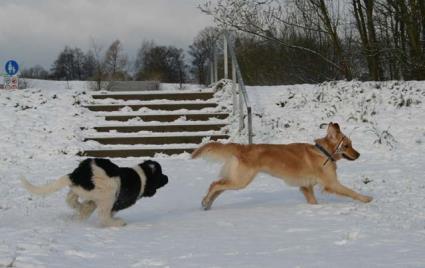 Ich mit Paula im Schnee.